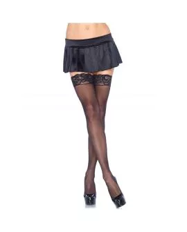 Leg Avenue - Schwarze Strümpfe mit Spitzenoberteil