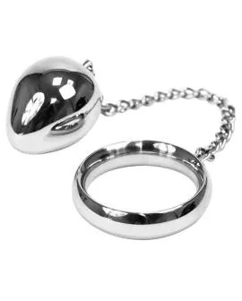 METAL HARD - Cockring 50mm mit Kette und Metallkugel