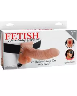 Fetish Fantasy Series - Hohler Strap-On mit Bällen 17,8 cm Fleisch