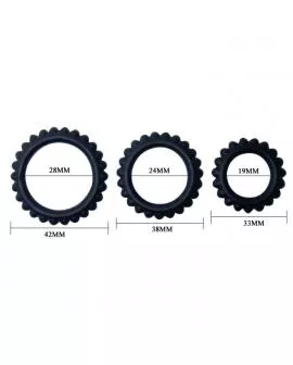 BAILE - TITAN SET 3STK COCKRING SCHWARZ 2.8 + 2.4 + 1.9 CM