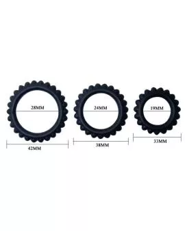 BAILE - TITAN SET 3STK COCKRING SCHWARZ 2.8 + 2.4 + 1.9 CM