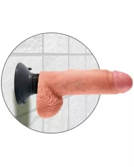 KING COCK - Vibrator Dildo mit Hoden 17,78 cm Natur