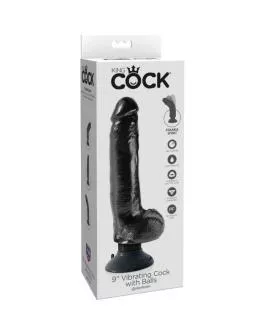 KING COCK - VIBRIERENDER DILDO MIT HODEN 23 CM SCHWARZ