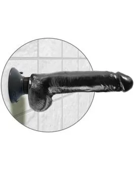 KING COCK - VIBRIERENDER DILDO MIT HODEN 23 CM SCHWARZ
