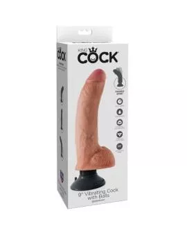 KING COCK - VIBRATORDILDO MIT HODEN 23 CM NATUR