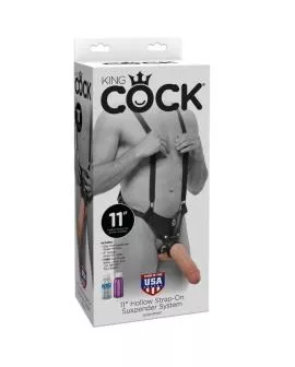 KING COCK - 28 CM HOHLES STRAP-ON-STRUMPFSYSTEM FLEISCH