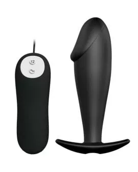 Pretty Love - Silikon Anal Plug Penisform 12 Vibrationsmodi Schwarz