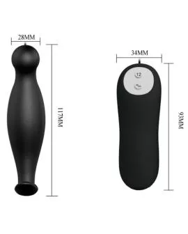 Pretty Love - Silikon Analplug 12 Vibrationsmodi Schwarz