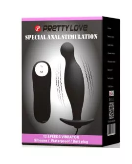 Pretty Love - Silikon Analplug 12 Vibrationsmodi Schwarz
