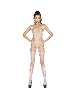 Passion Woman BS034 Weißer Bodystocking - Eine Größe