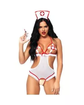 Leg Avenue Nurse Offener Teddy ohne Kreuz - Eine Größe