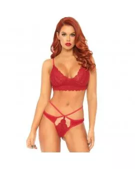 LEG AVENUE - 2-teiliges Spitzen-Bralet und Tanga Set