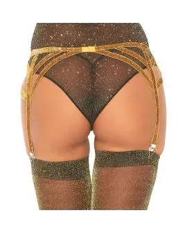 LEG AVENUE - ELASTISCHER STRUMPFGÜRTEL AUS LUREX, EINE GRÖSSE