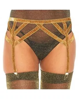 LEG AVENUE - ELASTISCHER STRUMPFGÜRTEL AUS LUREX, EINE GRÖSSE