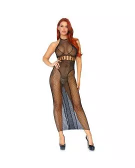 Leg Avenue - Halter Dual Net Rückenloses Kleid