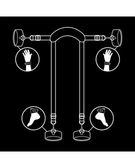 Fetish Submissive - Meisterposition mit 4 Neopren-Handschellen