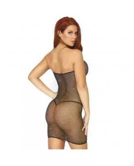LEG AVENUE - KRISTALLISIERTES FISHNET MULTIDRESS SCHWARZ OS