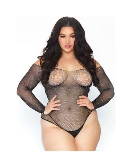 Leg Avenue - Kristallisierter Fischnetz-Bodystocking 1X-2X