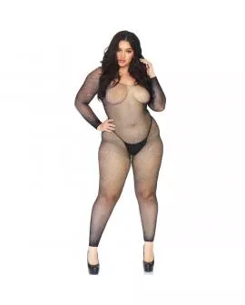 LEG AVENUE - CRYTALIZED NET BODY STOCKING 1X-2X