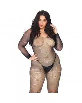 LEG AVENUE - CRYTALIZED NET BODY STOCKING 1X-2X