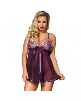 SUBBLIME - BABYDOLL MIT BOGEN UND GLNZENDEN DETAILS LILA S / M.