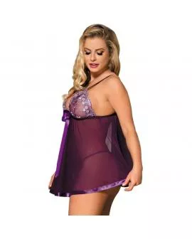 SUBBLIME - BABYDOLL MIT BOGEN UND GLNZENDEN DETAILS LILA S / M.
