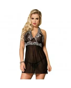 SUBBLIME - BABYDOLL WHITE FLORAL LACES SCHWARZ S / M.