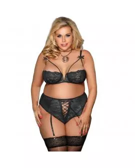 SUBBLIME - QUEEN PLUS SET SUJETADOR Y PANTIES CON LIGUERO