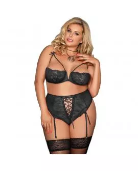 SUBBLIME - QUEEN PLUS SET SUJETADOR Y PANTIES CON LIGUERO