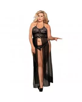 SUBBLIME - QUEEN PLUS DRESS-TOP UND TANGA SET SCHWARZ