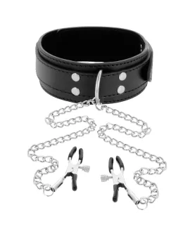 Darkness - Halsband mit Nippelklammern Schwarz