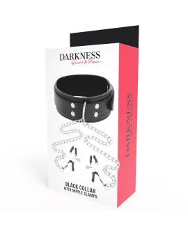Darkness - Halsband mit Nippelklammern Schwarz