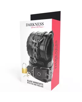 DARKNESS - Schwarze verstellbare Lederhandschellen