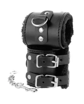 DARKNESS - Schwarze Verstellbare Lederhandschellen mit Futter