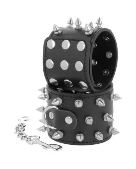 DARKNESS Skulls and Bones - Schwarze Handschellen mit Spikes