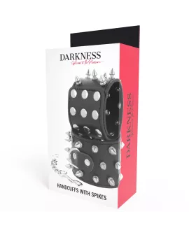 DARKNESS Skulls and Bones - Schwarze Handschellen mit Spikes