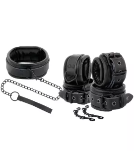 DARKNESS - Handschellen und Kragen aus Schwarzem Leder