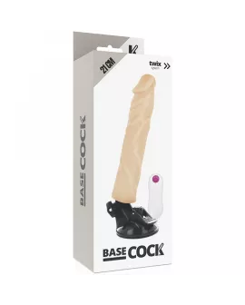 BASECOCK - REALISTISCHER VIBRATOR MIT FERNBEDIENUNG NATURWEISS 21 CM -O- 4 CM