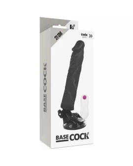 BASECOCK Realistischer Vibrator Fernbedienung Schwarz 21 cm - Ø 4 cm