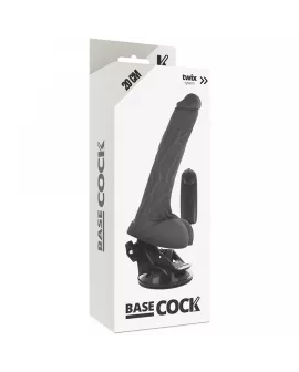 BASECOCK - REALISTISCHER VIBRATOR MIT FERNBEDIENUNG SCHWARZ MIT HODEN 20 CM -O- 4 CM