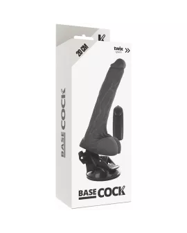 BASECOCK - Realistischer Vibrator mit Fernbedienung Schwarz 20 cm Ø 4 cm mit Hoden