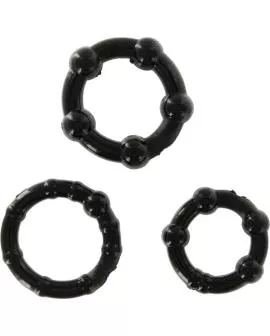 Seven Creations - Set aus drei schwarzen Penisringen