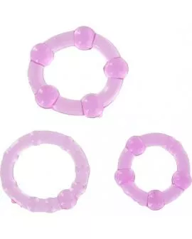 SEVEN CREATIONS - SET AUS DREI LILA PENISRINGEN