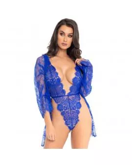 Leg Avenue - Teddy und Robe in Blau Erotik