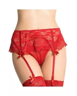 QUEEN LINGERIE - TANGA MIT SPITZENSTRUMPFBAND 