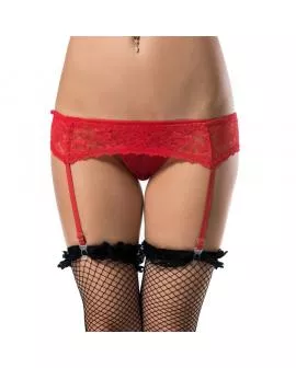 QUEEN LINGERIE - TANGA UND STRAPSGÜRTEL MIT BLUMENMOTIVEN 