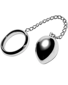 METAL HARD - Cockring 50mm mit Kette und Metallkugel