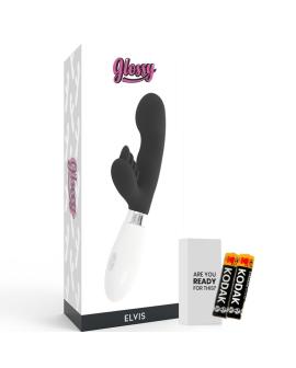 Glossy Elvis Kaninchen Vibrator - Schwarz