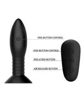 MR Play - Analstecker mit rotierenden schwarzen Bällen Fernbedienung