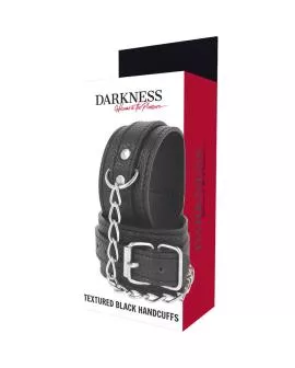 DARKNESS - Handschellen aus schwarzem strukturiertem Leder